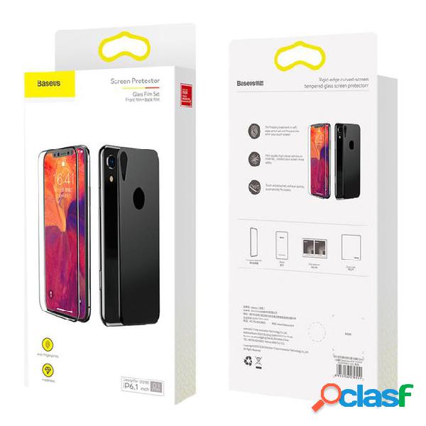 Baseus front screen protector + back tempered glass for