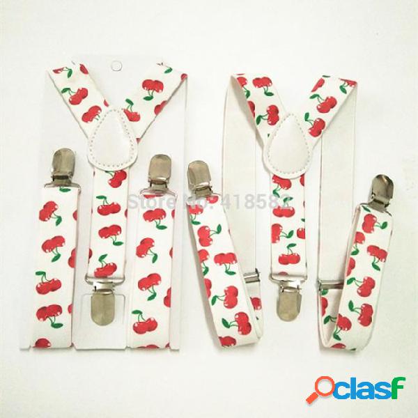 Bd015-s red cherry print suspender for baby elastic