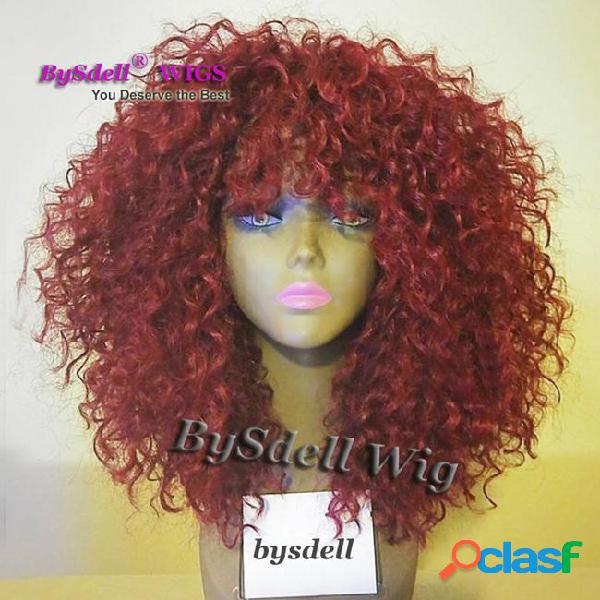 Beauty bahamas kinky curly hair wig synthetic burgundy red