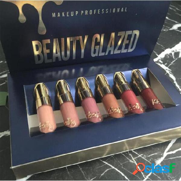 Beauty glazed 6pcs/set gold cosmetics lip luminizer makeup