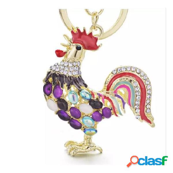 Beijia pretty chic opals cock rooster chicken keychains