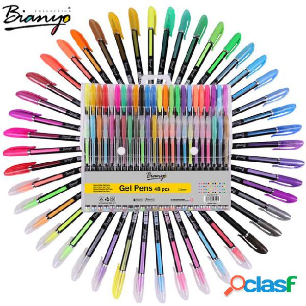 Bianyo 48pcs gel pen set refills metallic pastel neon