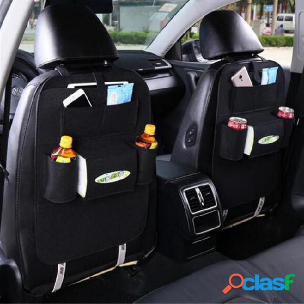 Black car auto seat back multi-pocket storage bag organizer