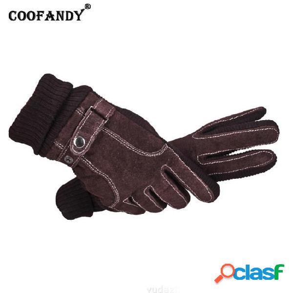 Black unisex windproof screen casual brown solid gloves