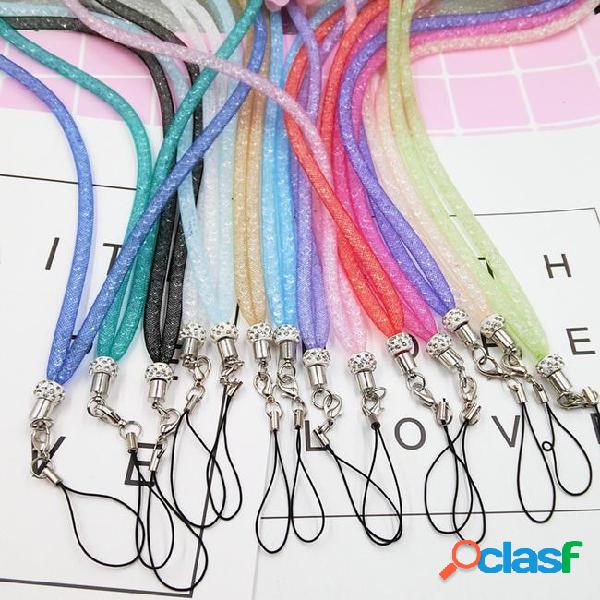 Bling diamond phone lanyard straps candy color shiny charm