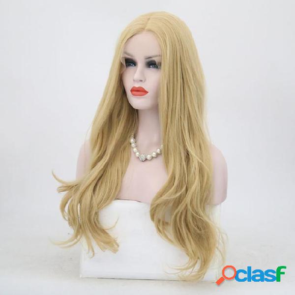 Blond synthetic wig for white women glueless hand tied