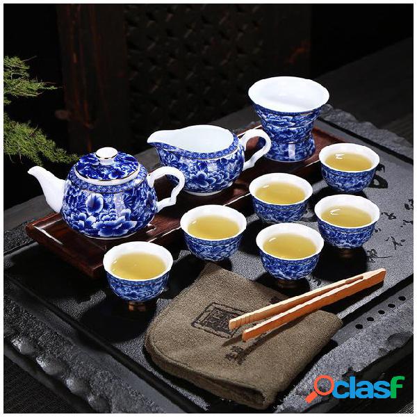 Blue and white porcelain tea set kung fu gift chinese