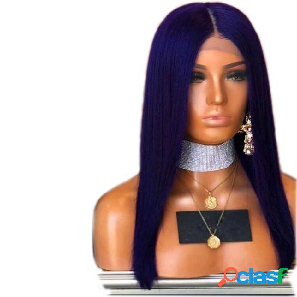Blue lace front wig synthetic for black women glueless