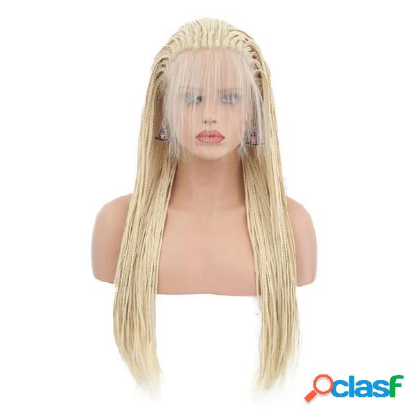 Braided lace front wigs blonde with baby hair box braids