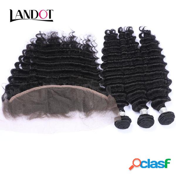 Brazilian deep wave curly virgin hair weaves with lace