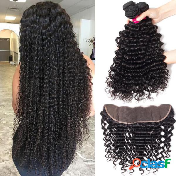 Brazilian deep wave with 13x4 lace frontal closure remy