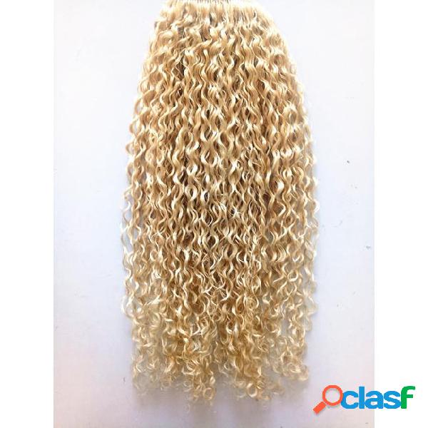 Brazilian human virgin remy blonde hair curly clip in hair
