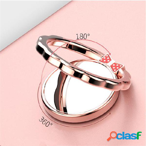 Butterfly mirror 360 rotation metal finger phone ring holder