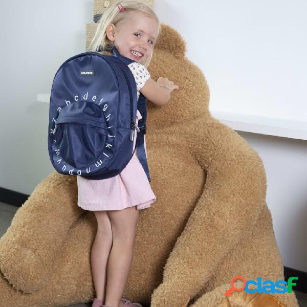 CHILDHOME Mochila escolar para niños ABC azul marino y