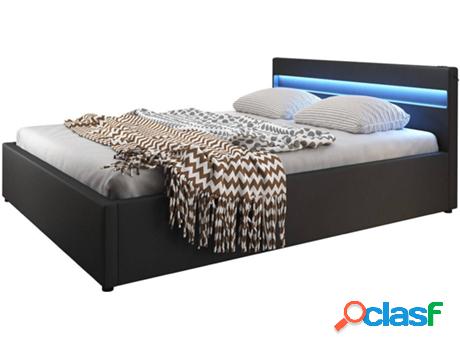 Cama MÓVEIS BONITOS Bahia (Negro - Polipiel - Compatible