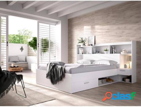 Cama VENTE UNIQUE Kevin (Blanco - Madera - 140x190 cm)