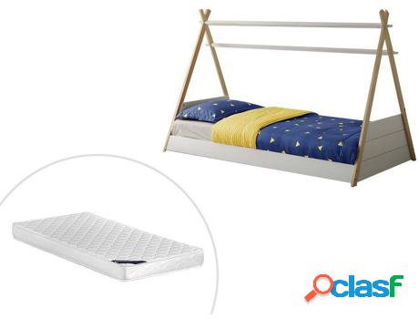 Cama VENTE UNIQUE Sioux (Beis, Blanco - Madera - 90x190 cm)