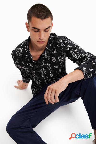 Camisa dibujos arty - BLACK - S
