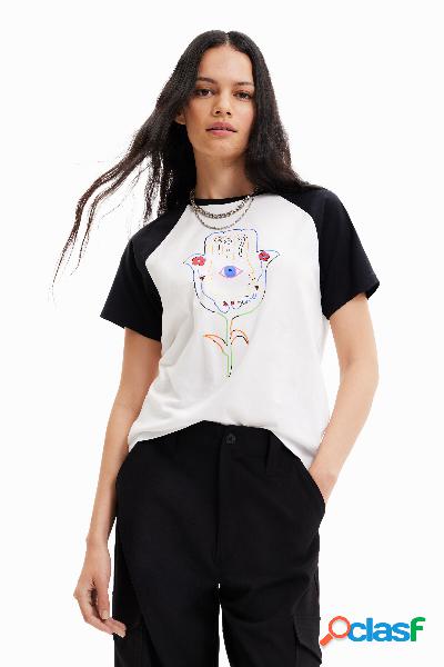 Camiseta Arty mano y flor - WHITE - S