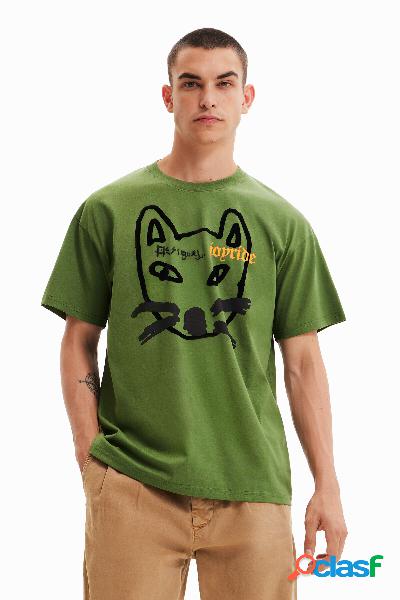 Camiseta oversize gato - GREEN - S