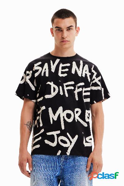 Camiseta oversize palabras - BLACK - S