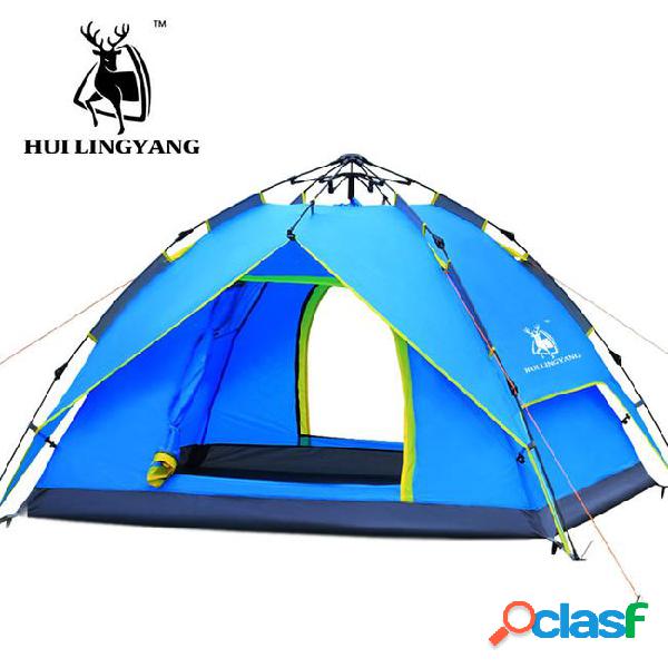 Camping tent 3-4 person hydraulic waterproof double layer