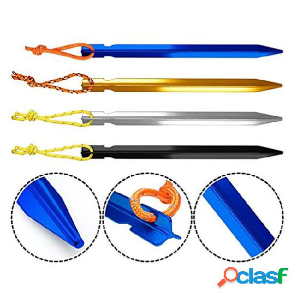 Camping tent pegs 18cm aluminum tent stake with rope outdoor