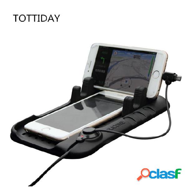 Car mobile phone holder stand with usb charging cable for