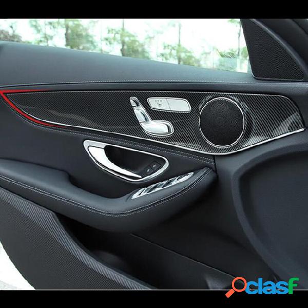 Carbon fiber style car door panel cover trim 4pcs for