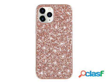 Carcasa TPU híbrido quadro cintilante lantejoulas ouro rosa