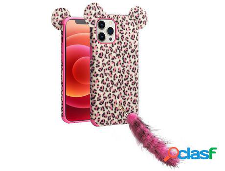 Carcasa TPU piel de leopardo saburral de felpa con orelha y