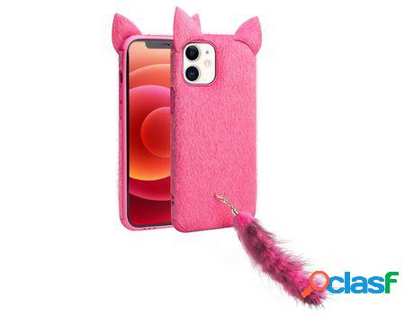Carcasa TPU revestido de felpa simples con cauda de gato de