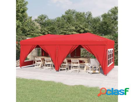 Carpa Para Fiestas Plegable Con Paredes Laterales Rojo 3X6 M