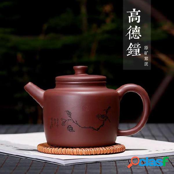 Carved birds purple sand pot hand-wholesale large teapot