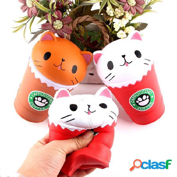 Cat squishy toys coffee cup squishies 14cm jumbo milk cup
