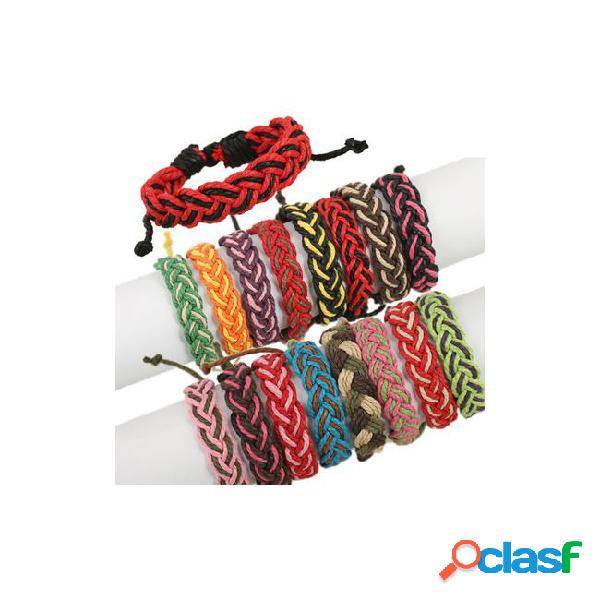 Charms bracelet men women bohemia colorful braid rope