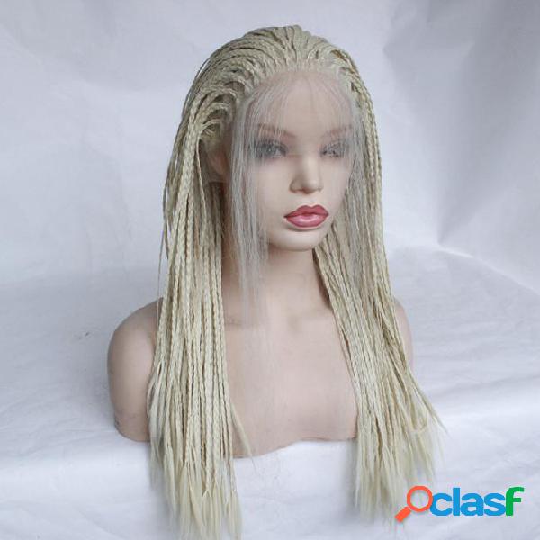 Cheap braided lace front wigs platinum blonde with baby hair