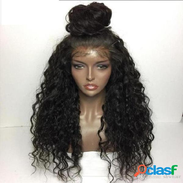 Cheap curly synthetic wigs natural looking black color loose
