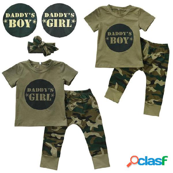 Children fashion summer baby boys girls clothing sets bow