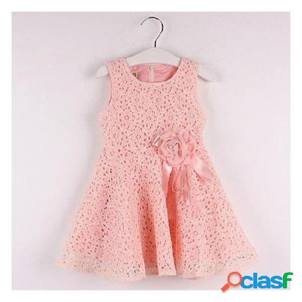 Children girls vestidos 2018 newest floral pink layered