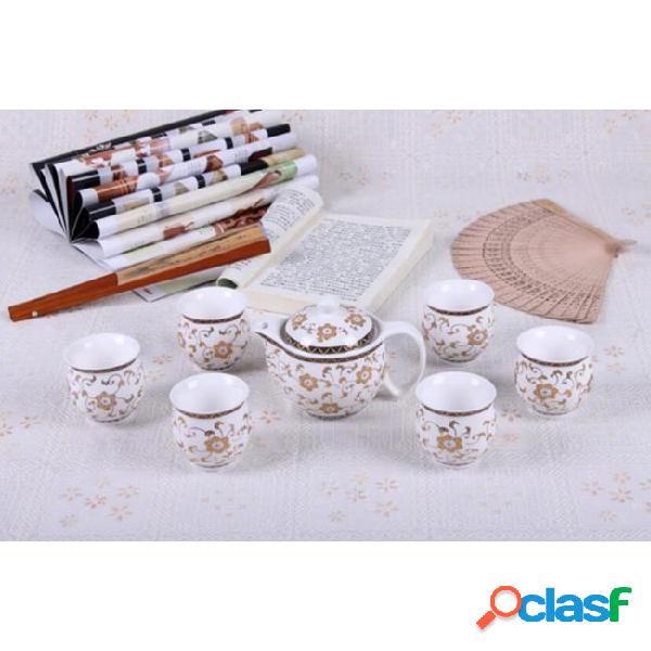 China porcelain coffee teapot cup 7pcs blue and white
