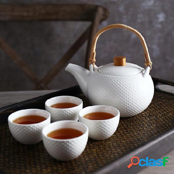 Classic tetsubin design porcelain tea set with 1 teapot 4