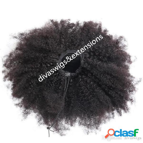 Clip in human hair extension 4c afro curly ponytail