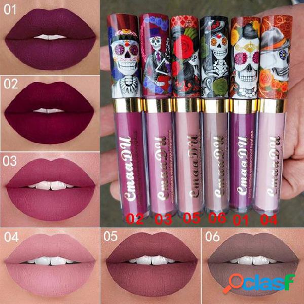 Cmaadu skull pattern matte lip gloss long lasting waterproof