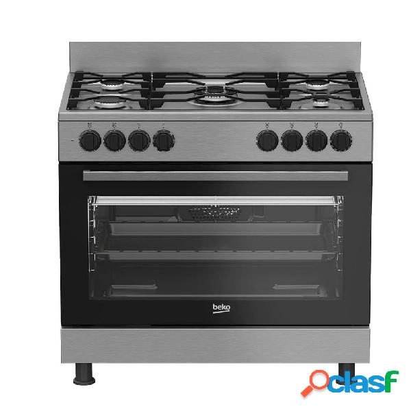 Cocina Gas BEKO GM 15120 DX NS Negro 5f 90cm
