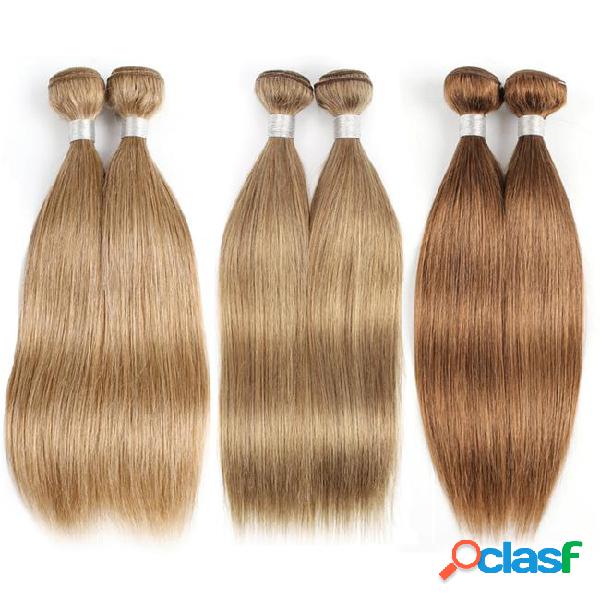 Color 27 honey blonde brazilian straight hair 3/4 bundles