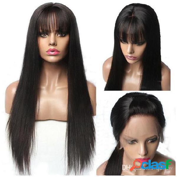 Color hair lace front wigs with bangs virign malaysian hair