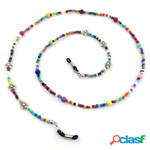 Colorful acrylic beads flower chain eyeglasses chains for