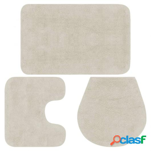 Conjunto de alfombrillas de baño de tela 3 piezas blanco