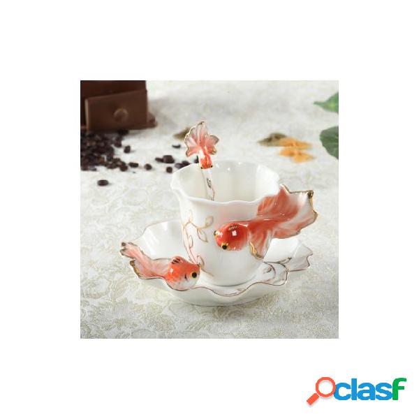 Creative 3d goldfish ceramic enamel ceramic coffee tea cup